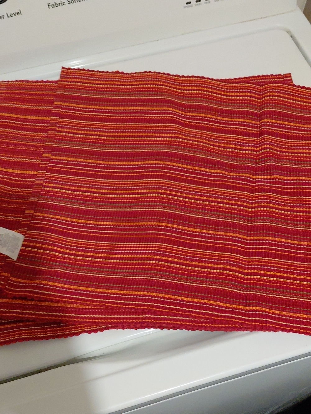 Red and Orange Striped Woven Placemat Set